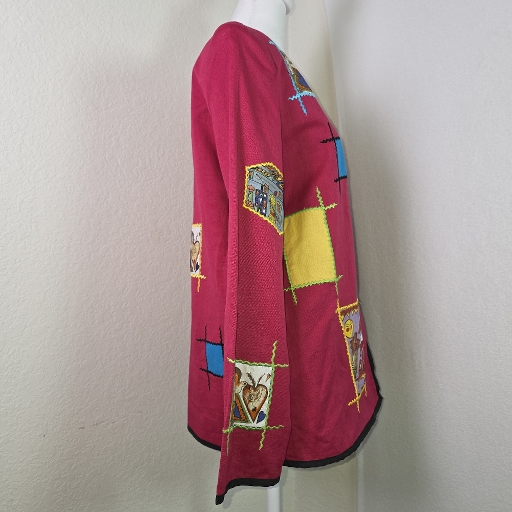 Allure Vtg Patchwork Embroidered Jacket Medium Ar… - image 2